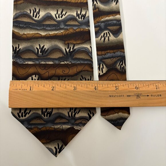 J Garcia Tie Duck Worm Alarm Collection Fourteen Abstract  J Garcia Collection Fourteen Duck Worm Alarm Silk Tie Mens Brown Art in Neckwear